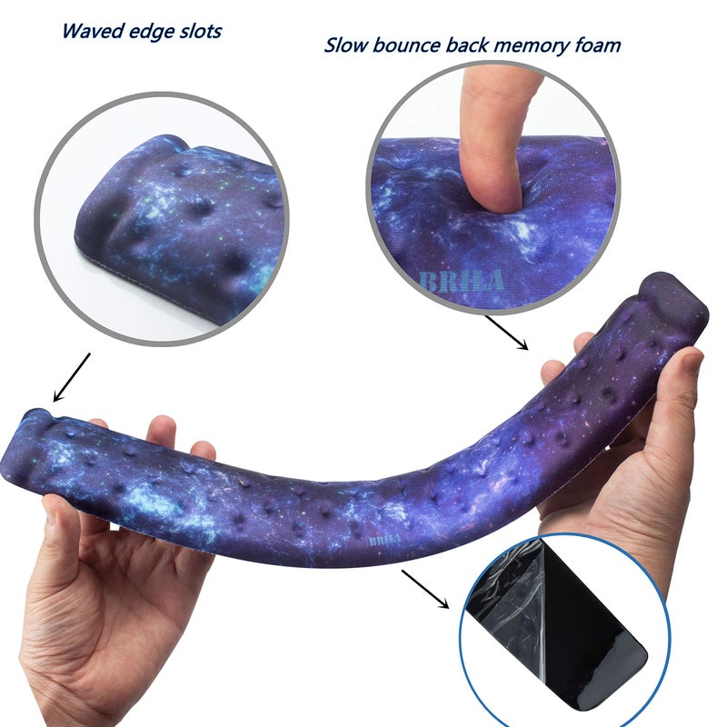 BRILA Memory Foam Mouse & Keyboard Wrist Rest Support Pad Cushion Set for Computer, Laptop, Office Work, PC Gaming - Massage Holes Design - Easy Typing Wrist Pain Relief (Nebula) - Image 5